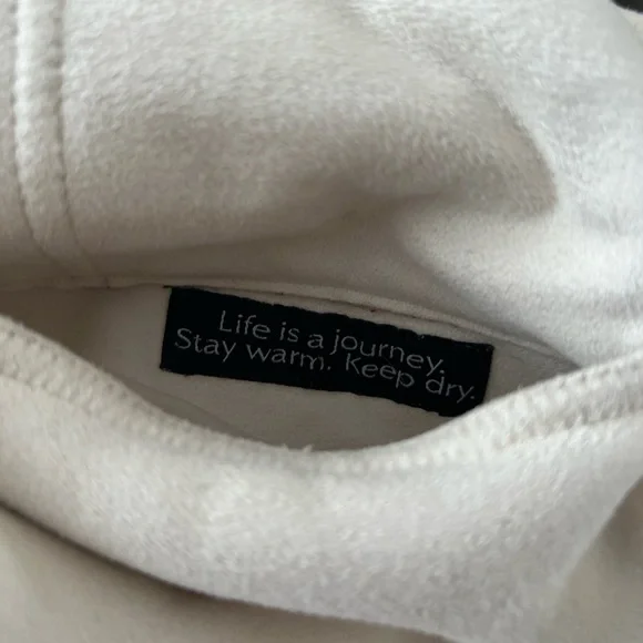 Vintage Cream Faux Fur Hooded Jacket Button Closure Cabincore Nordic Preppy - Picture 5 of 12